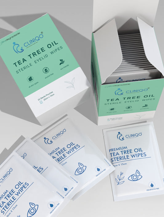 CLINIQO® Premium Tea Tree Oil with Aloe Wipes Pack of 20 Sterile Wipes